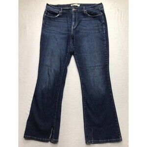LEVIS 515 Bootcut Jeans Women 16 (36x31) Dark Whisker Wash Stretch Slit Cuff